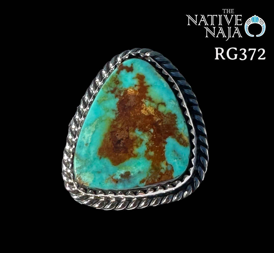 Navajo Anna Spencer Sterling Silver & Kingman Turquoise Ring SZ 7 1/2 RG372