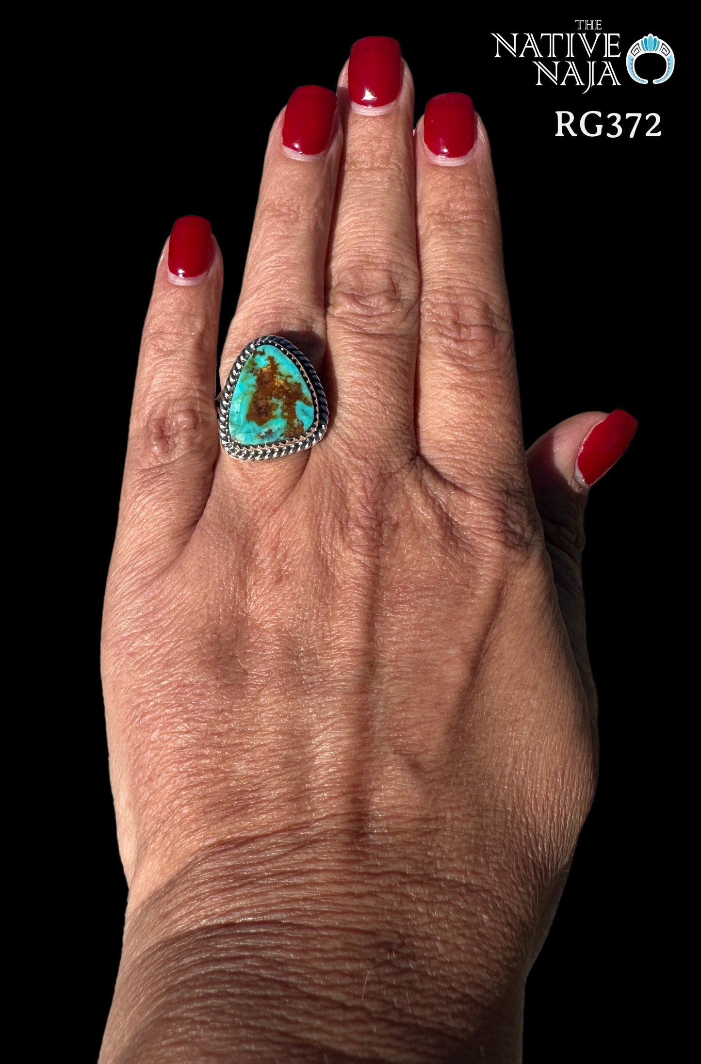 Navajo Anna Spencer Sterling Silver & Kingman Turquoise Ring SZ 7 1/2 RG372