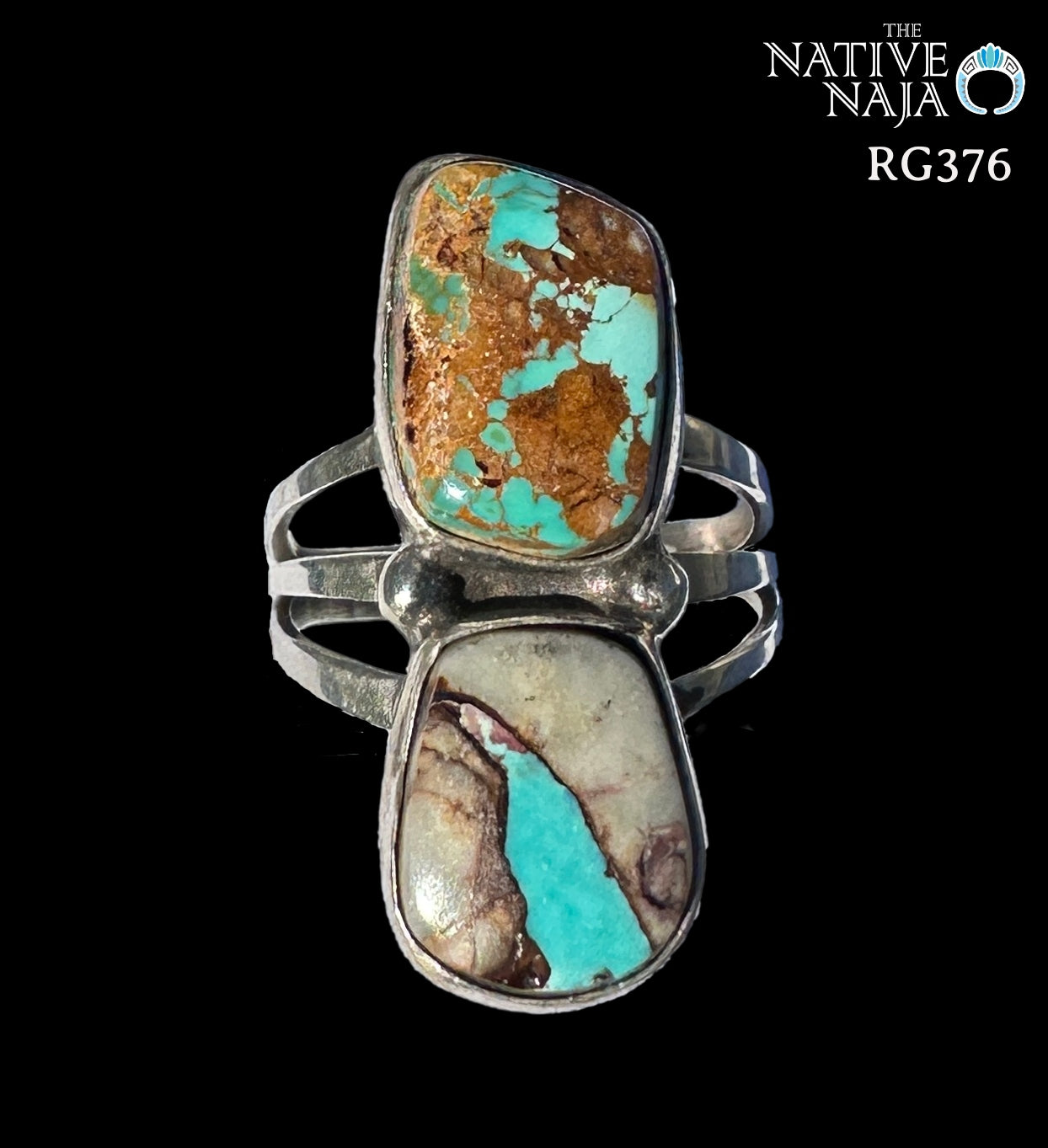 Navajo Rosella Paxton Sterling Silver & Royston Turquoise Ring SZ 8 3/4 RG376