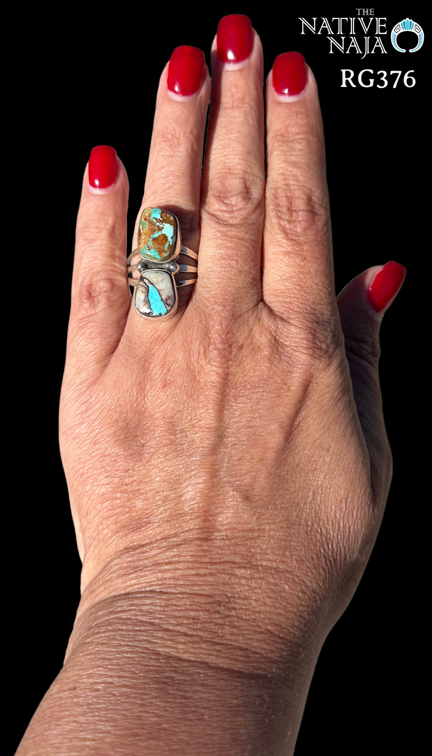Navajo Rosella Paxton Sterling Silver & Royston Turquoise Ring SZ 8 3/4 RG376