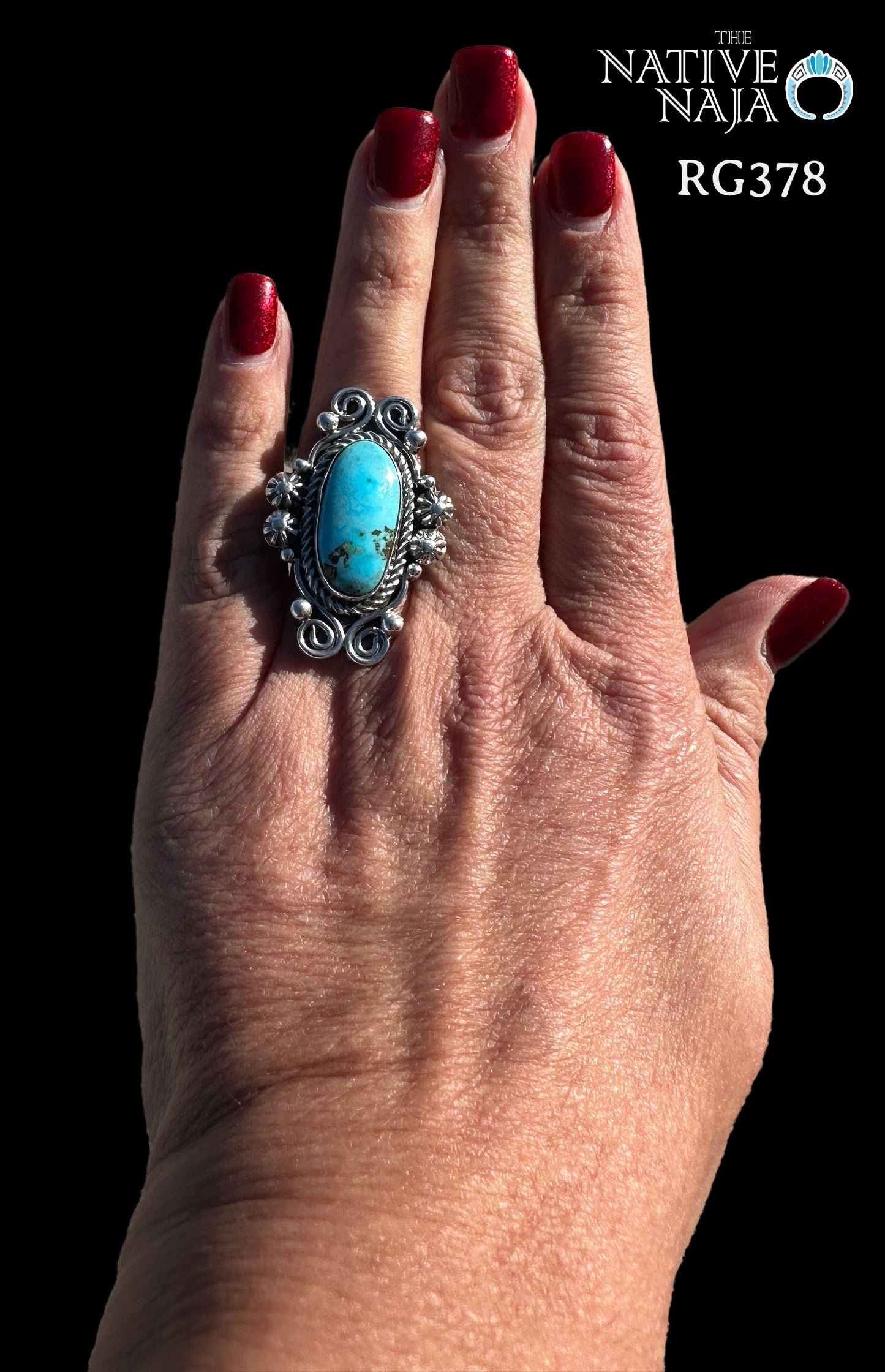 Navajo Rosella Paxton Sterling Silver & Lone Mountain Turquoise Ring SZ 8 3/4 RG378