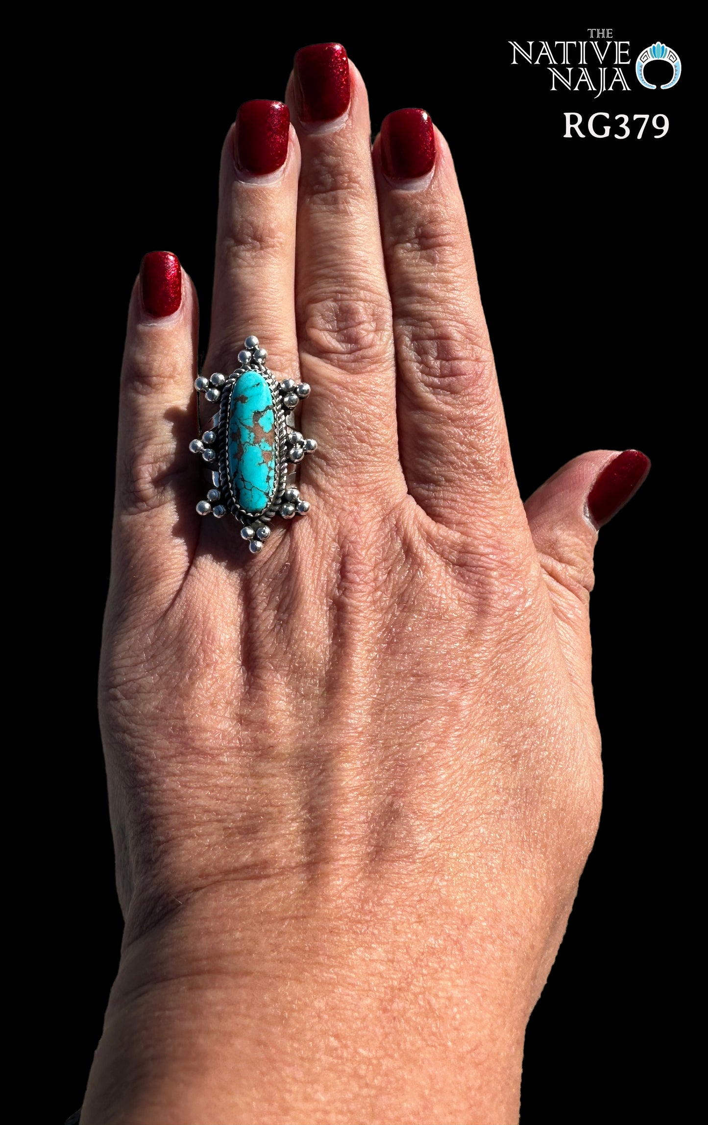 Navajo Rosella Paxton Sterling Silver & Lone Mountain Turquoise Ring SZ 8 1/4 RG379