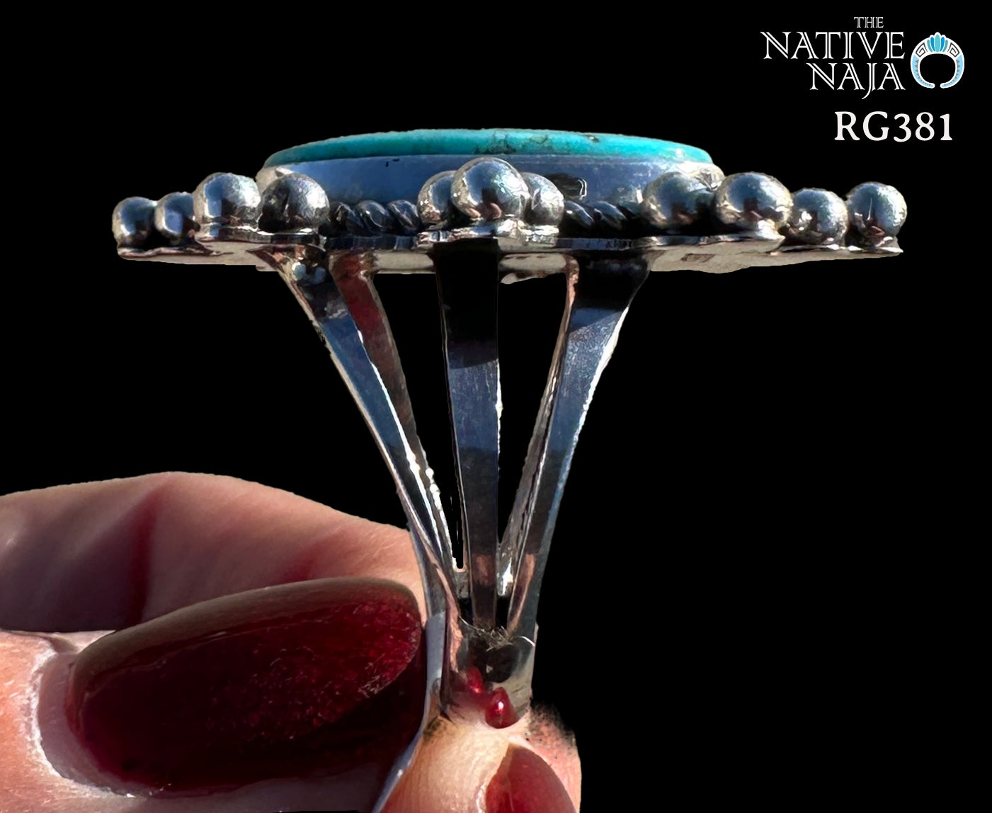 Navajo Rosella Paxton Sterling Silver & Lone Mountain Turquoise Ring SZ 6 3/4 RG381