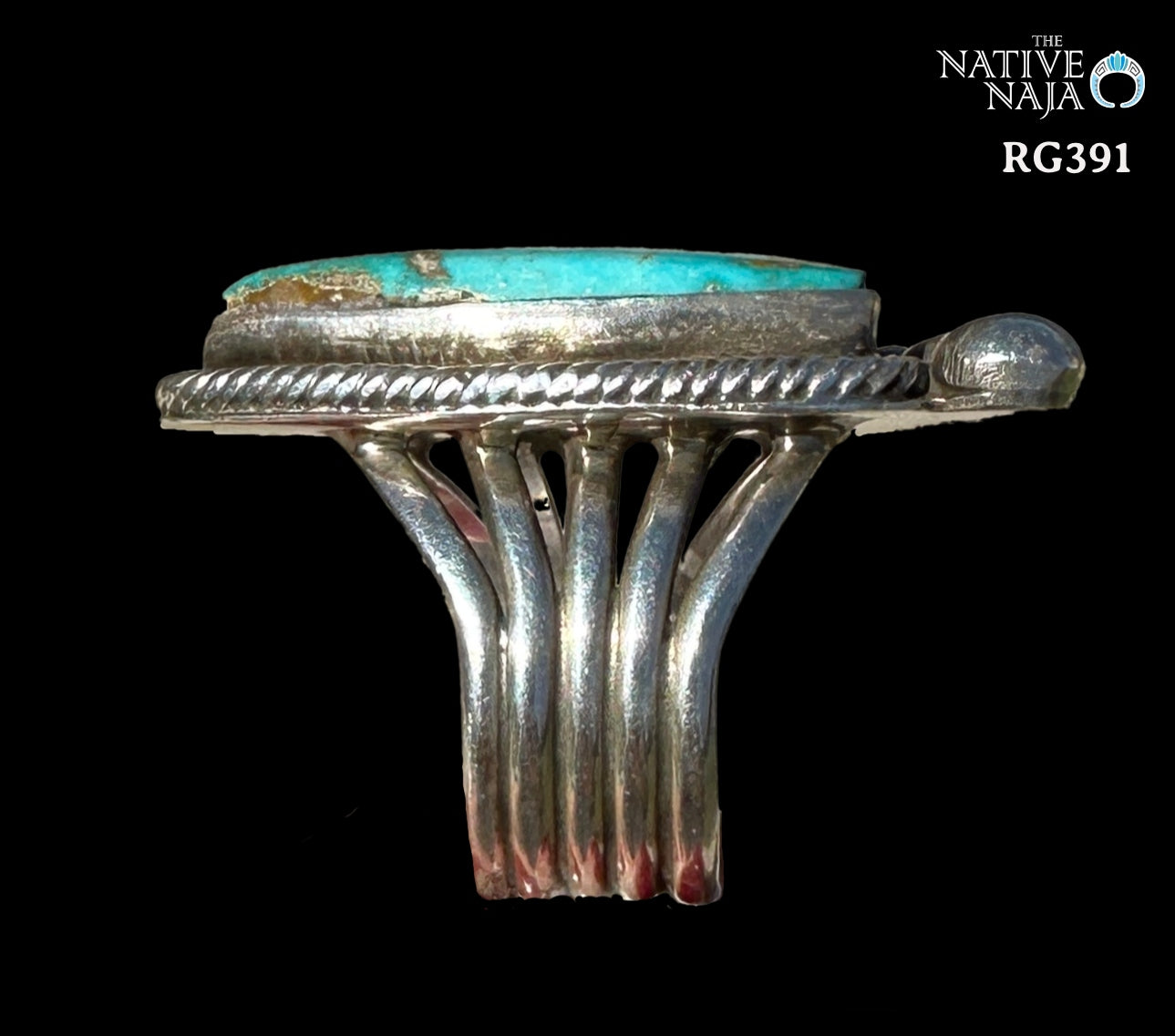 Navajo Rick Martinez Sterling Silver & Sonoran Turquoise Ring SZ 8 3/4 RG391