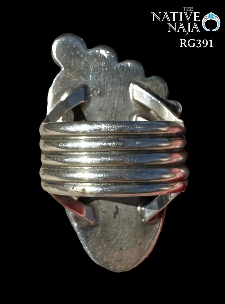 Navajo Rick Martinez Sterling Silver & Sonoran Turquoise Ring SZ 8 3/4 RG391