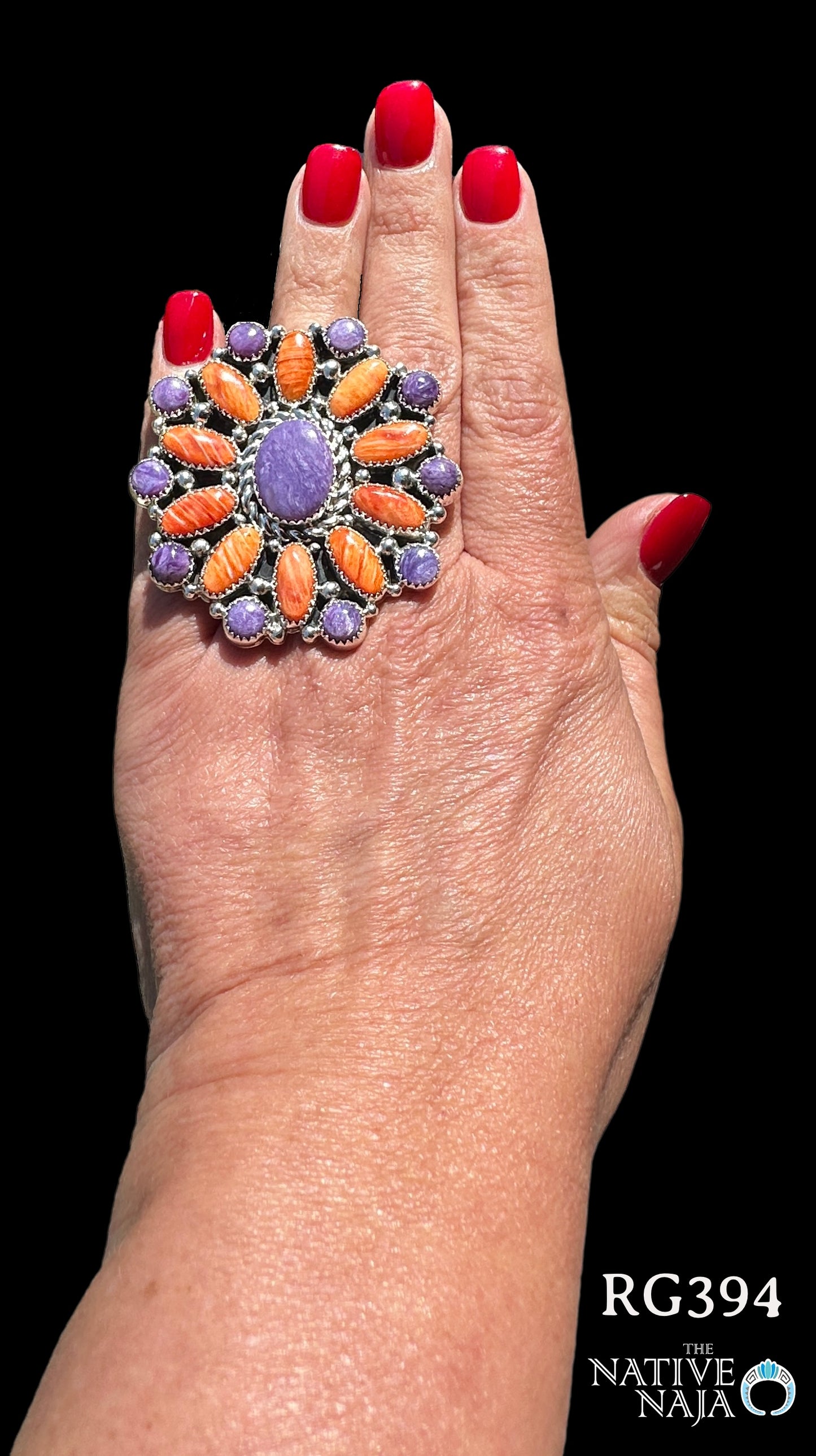LRG Navajo Brian Jones Chariote and Spiny Oyster Adjustable Ring RG394