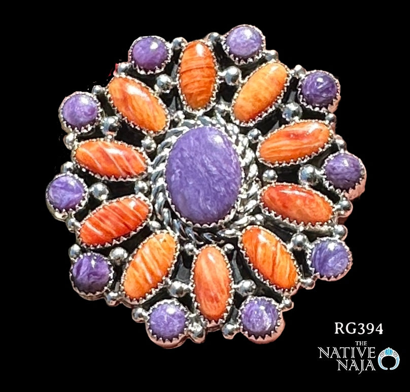 LRG Navajo Brian Jones Chariote and Spiny Oyster Adjustable Ring RG394