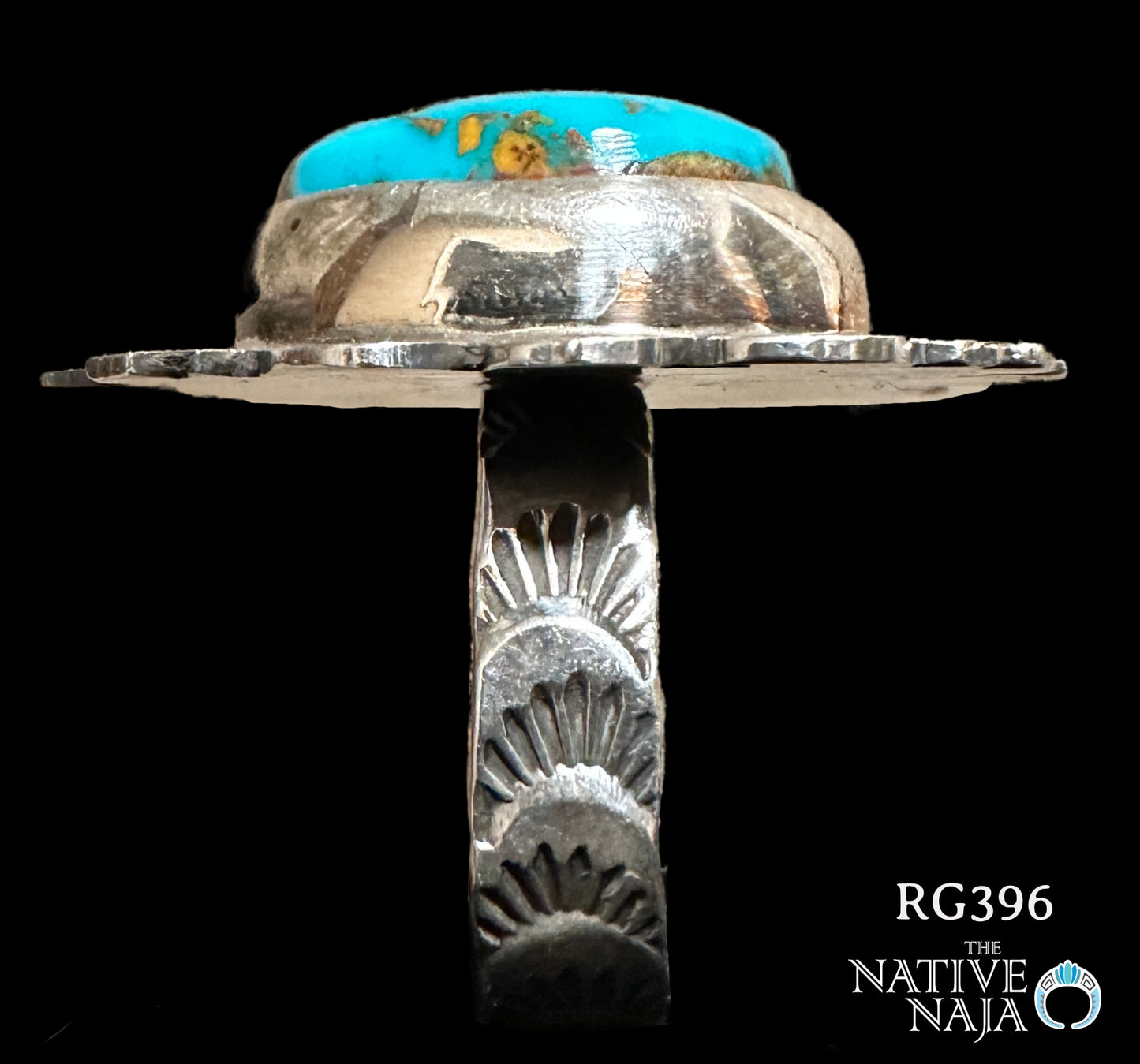 Navajo Jacob Troncosa Sterling Silver Pilot Mountain Turquoise Ring SZ 7 RG396