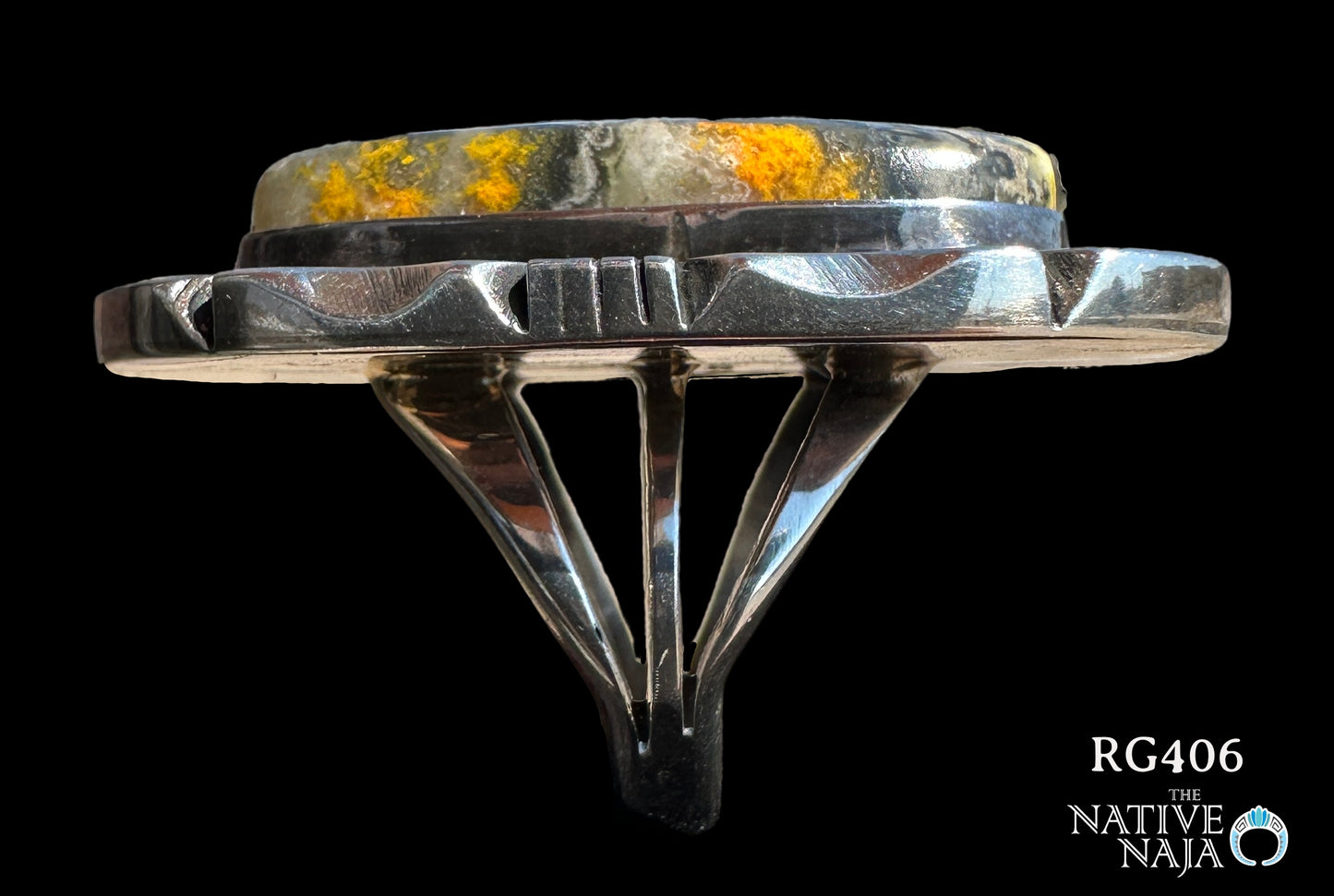 Large Navajo Eddie Secatero Bumblebee & Sterling Silver Statement Ring Size 7 RG406