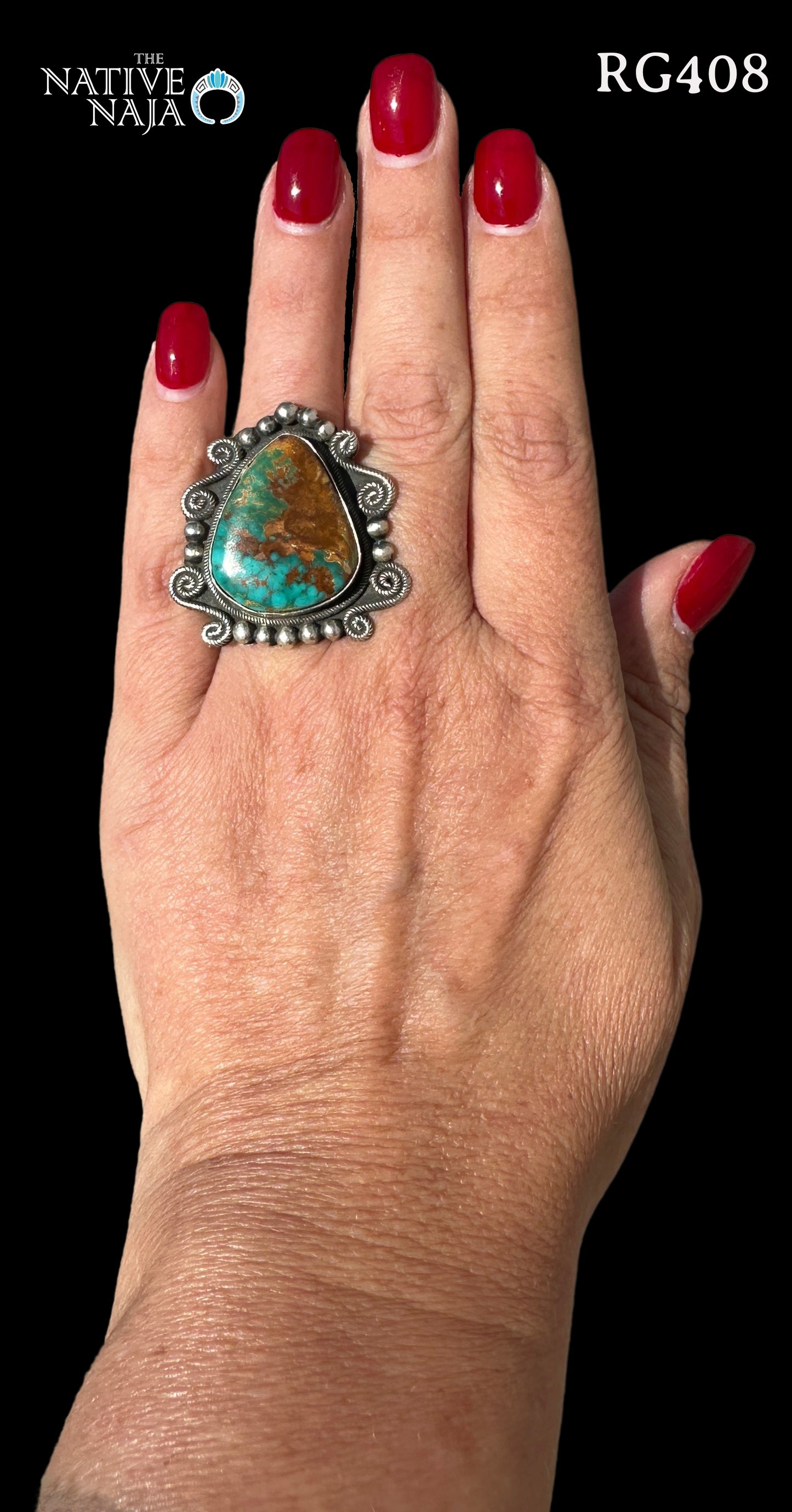 Navajo Richard Jim Royston Turquoise & Sterling Silver Ring Size 7 1/4 RG408