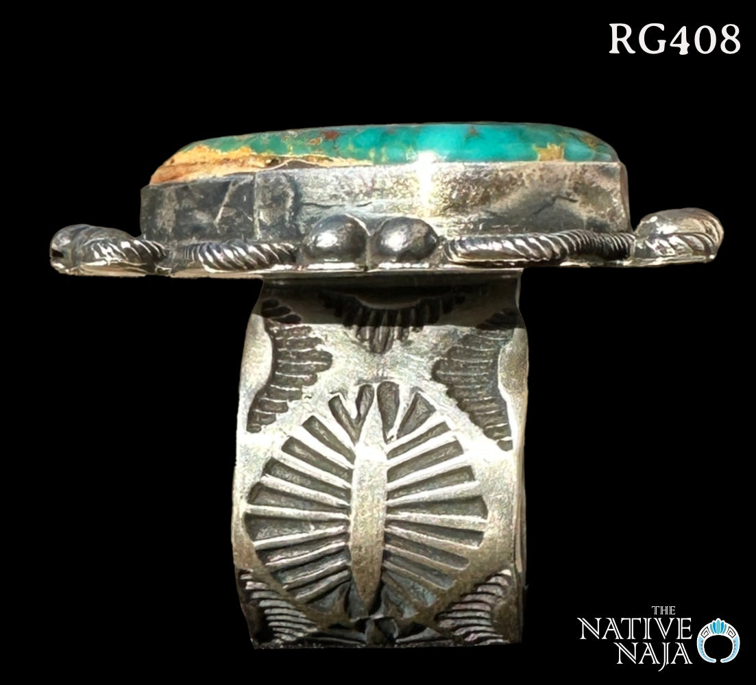Navajo Richard Jim Royston Turquoise & Sterling Silver Ring Size 7 1/4 RG408