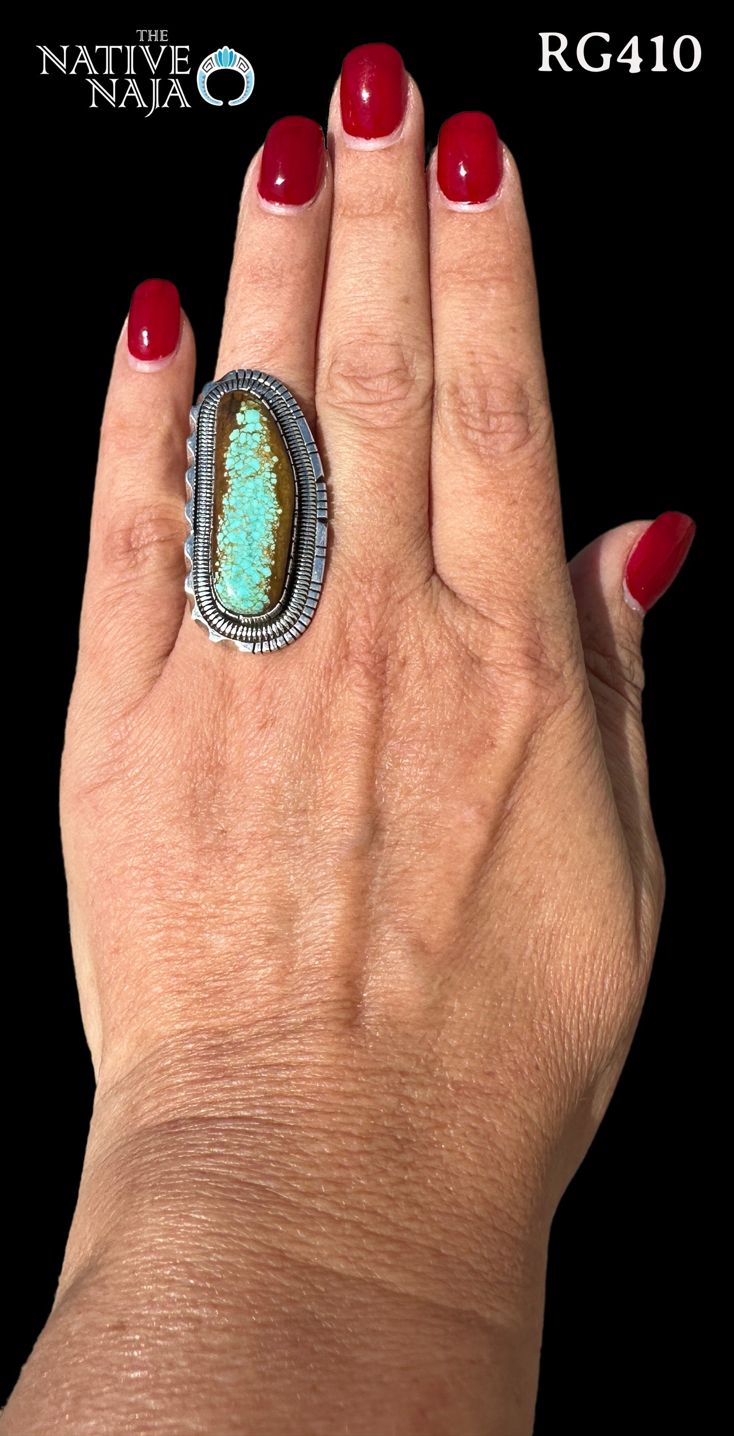Navajo Walter Vandever Mine #8 Turquoise & Sterling Silver Ring Size Adj RG410