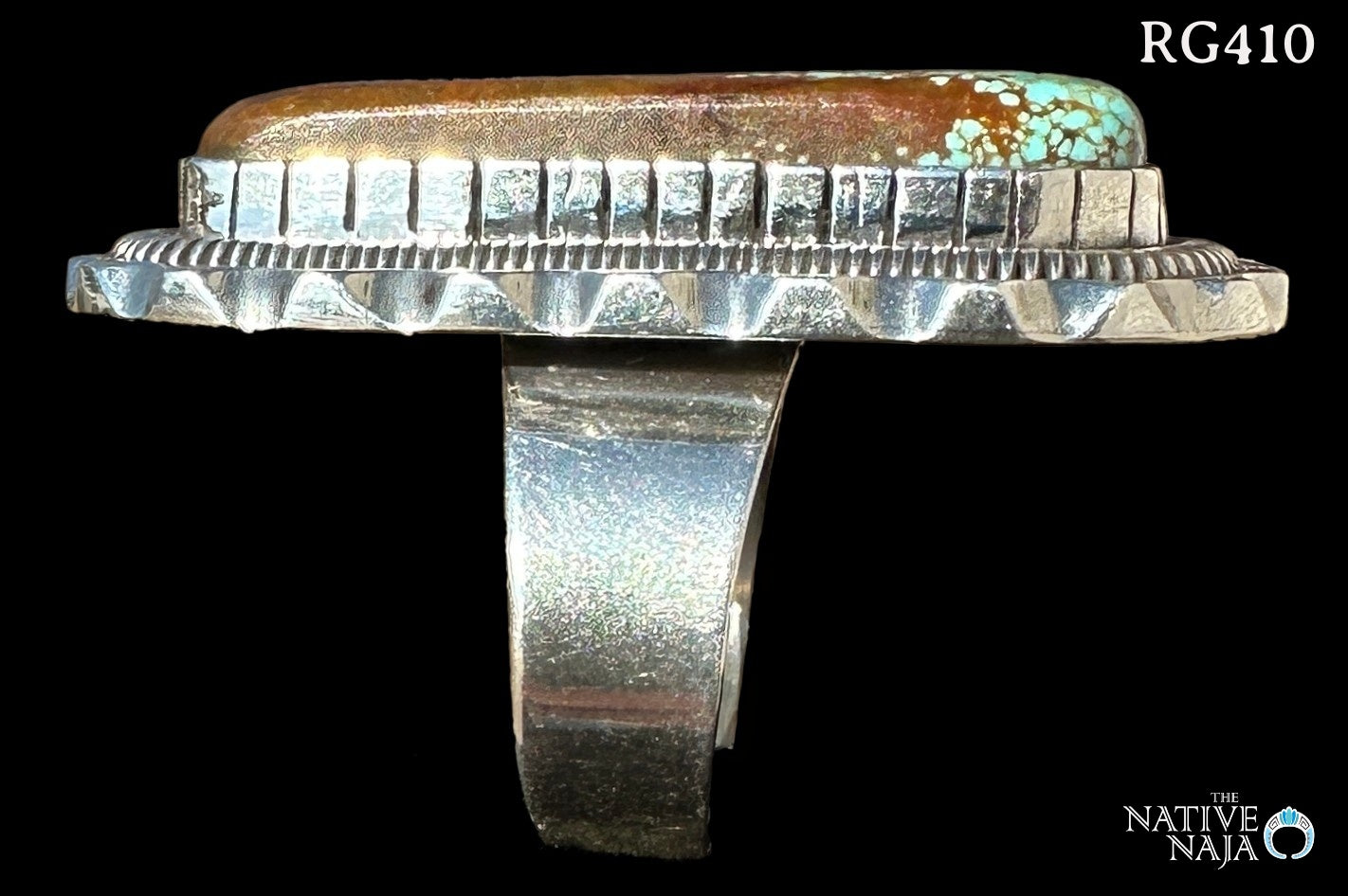 Navajo Walter Vandever Mine #8 Turquoise & Sterling Silver Ring Size Adj RG410