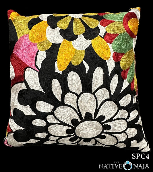 Contemporary Kashmir 18"X18" Silk Designer Art Pillow Cover SPC4