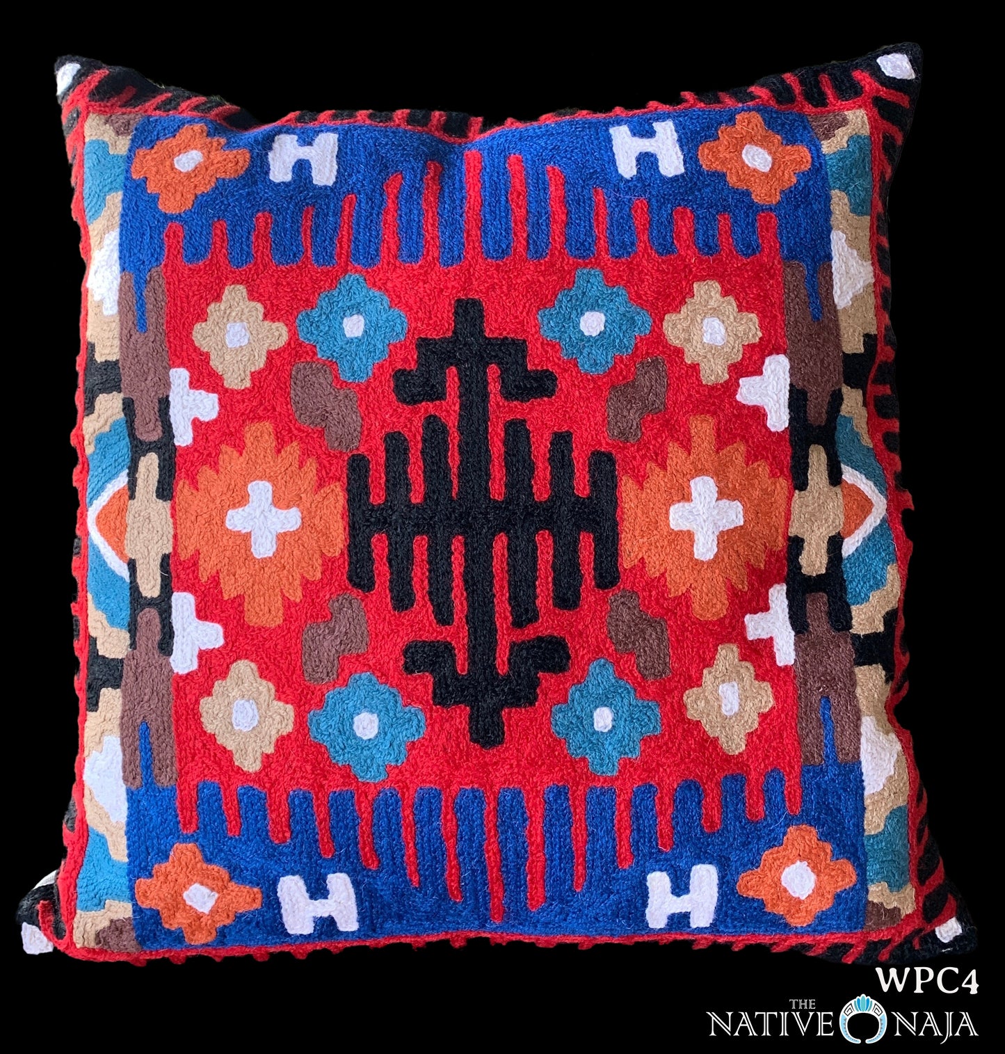 Kashmir Southwestern Aztec 18"X18" Wool Designer Art Pillow Cover WPC4