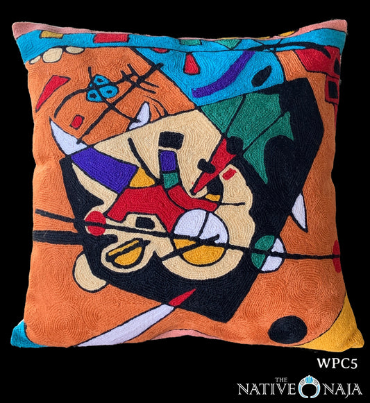 Inspired by Kandinsky Art Kashmir 18"X18" Wool Designer Art Pillow Cover WPC5