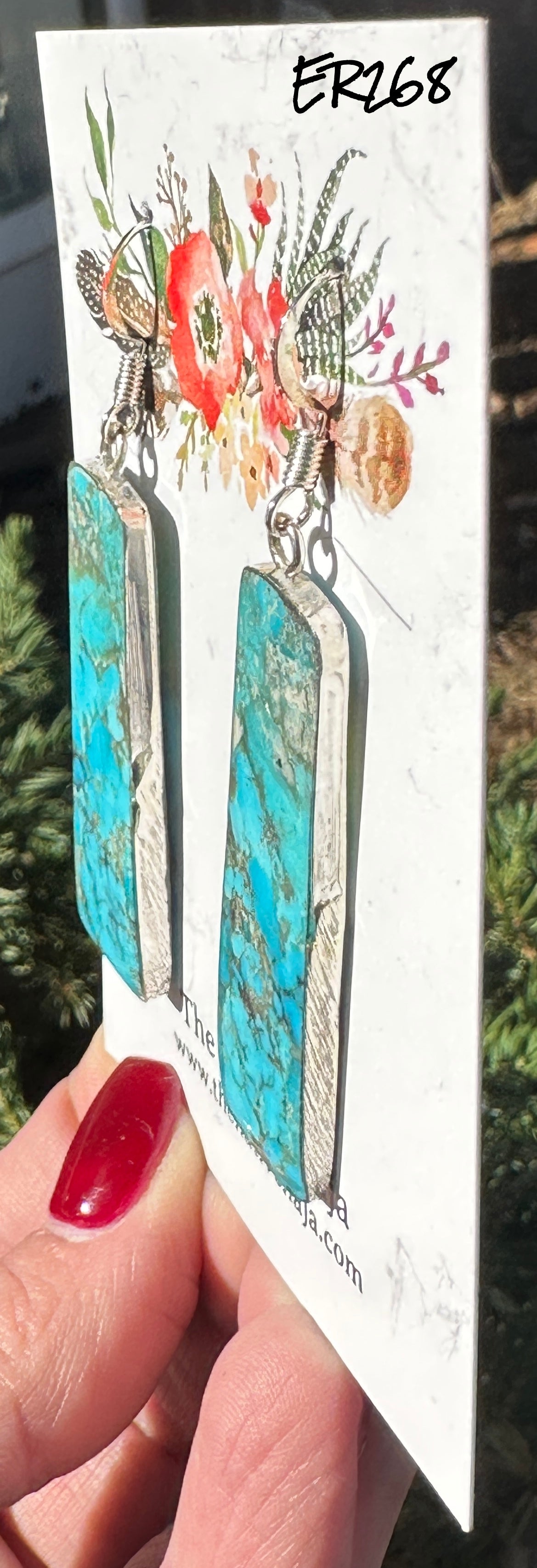 Navajo Veronica Tortalita Sterling Silver Wrapped Composite Turquoise Earrings ER268