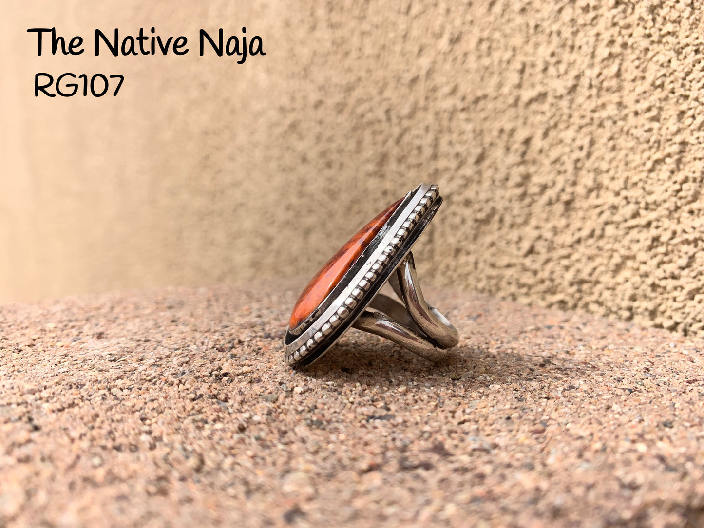 Navajo Chimney Butte Sterling Silver & Spiny Oyster Teardrop Ring Size 6 1/4 RG107