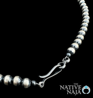 Navajo Jacob Troncosa Hand Strung 7mm Sterling Silver Navajo Pearl 24" Necklace NK174