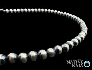 Navajo Jacob Troncosa Hand Strung 7mm Sterling Silver Navajo Pearl 30" Necklace NK175