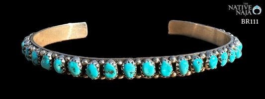 Navajo Falencia Yazzie Kingman Turquoise & Sterling Silver Bracelet BR111