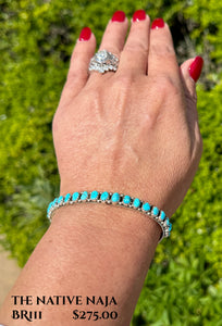 Navajo Falencia Yazzie Kingman Turquoise & Sterling Silver Bracelet BR111