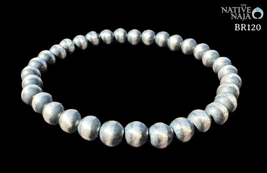 Single Sterling Silver 6mm Navajo Pearl Stretch Bracelet BR120