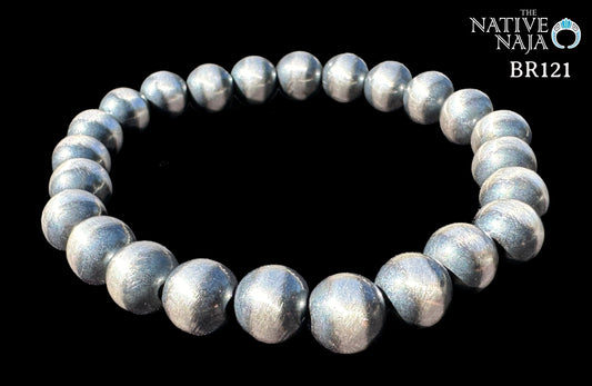 Single Sterling Silver 8mm Navajo Pearl Stretch Bracelet BR121