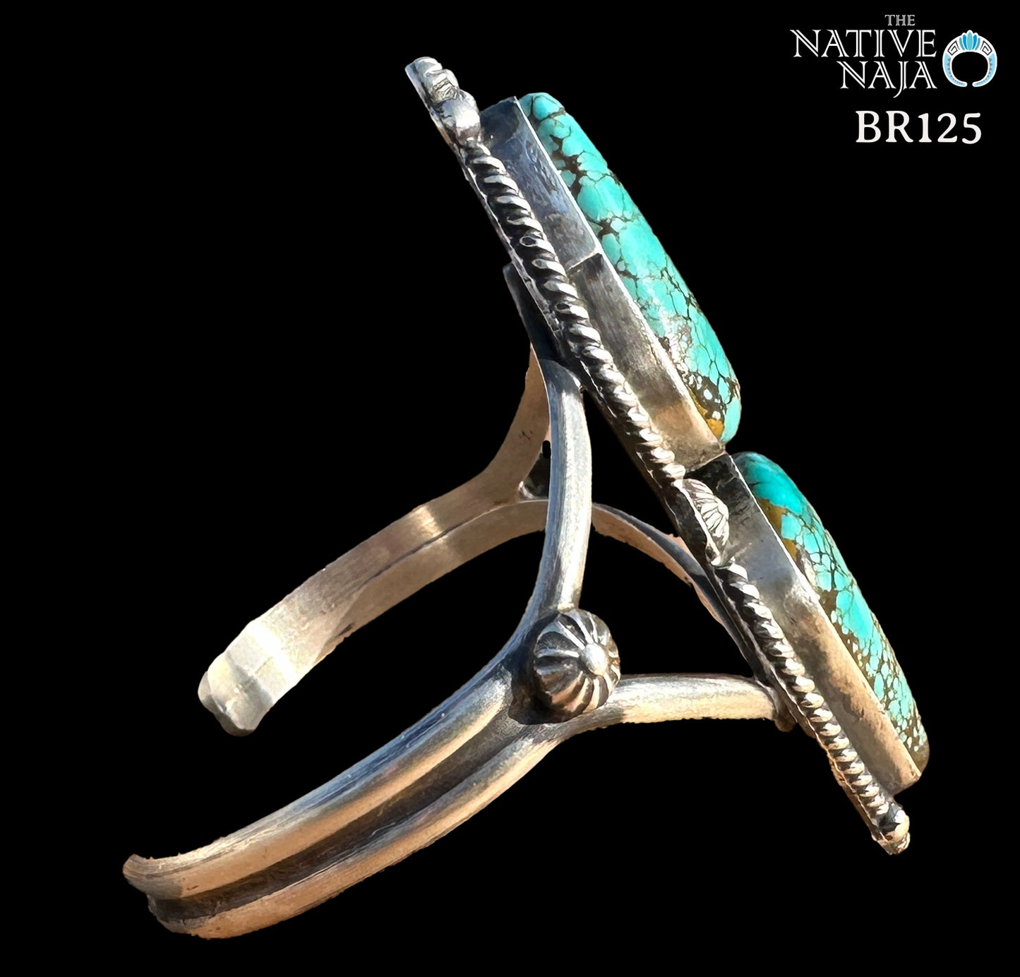 Navajo Artist Robert Shakey Sterling Silver & Mine #8 Turquoise Cuff Bracelet BR125