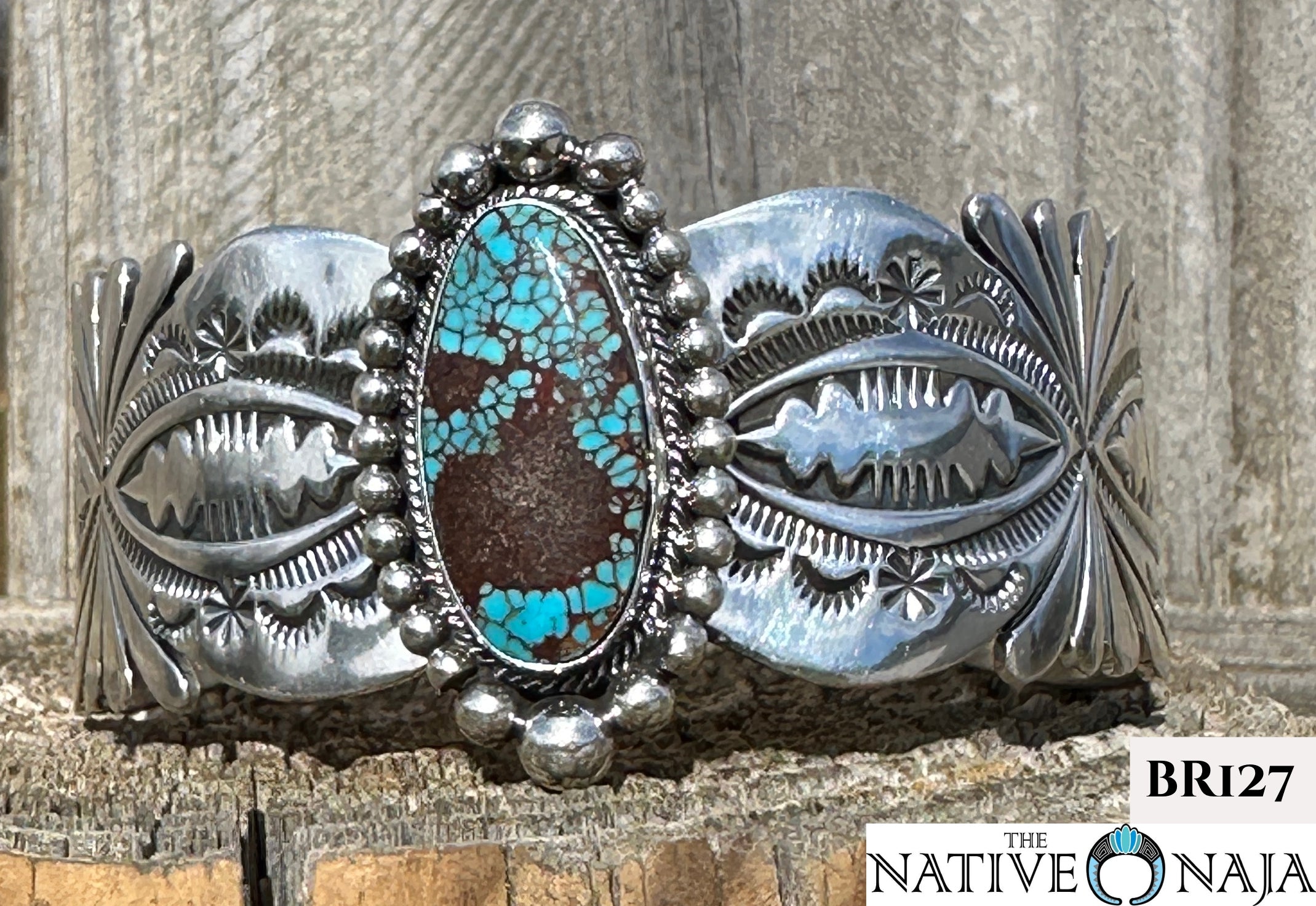 Navajo Artist Daniel Benally Sterling Silver & Egyptian Turquoise Cuff Bracelet BR127