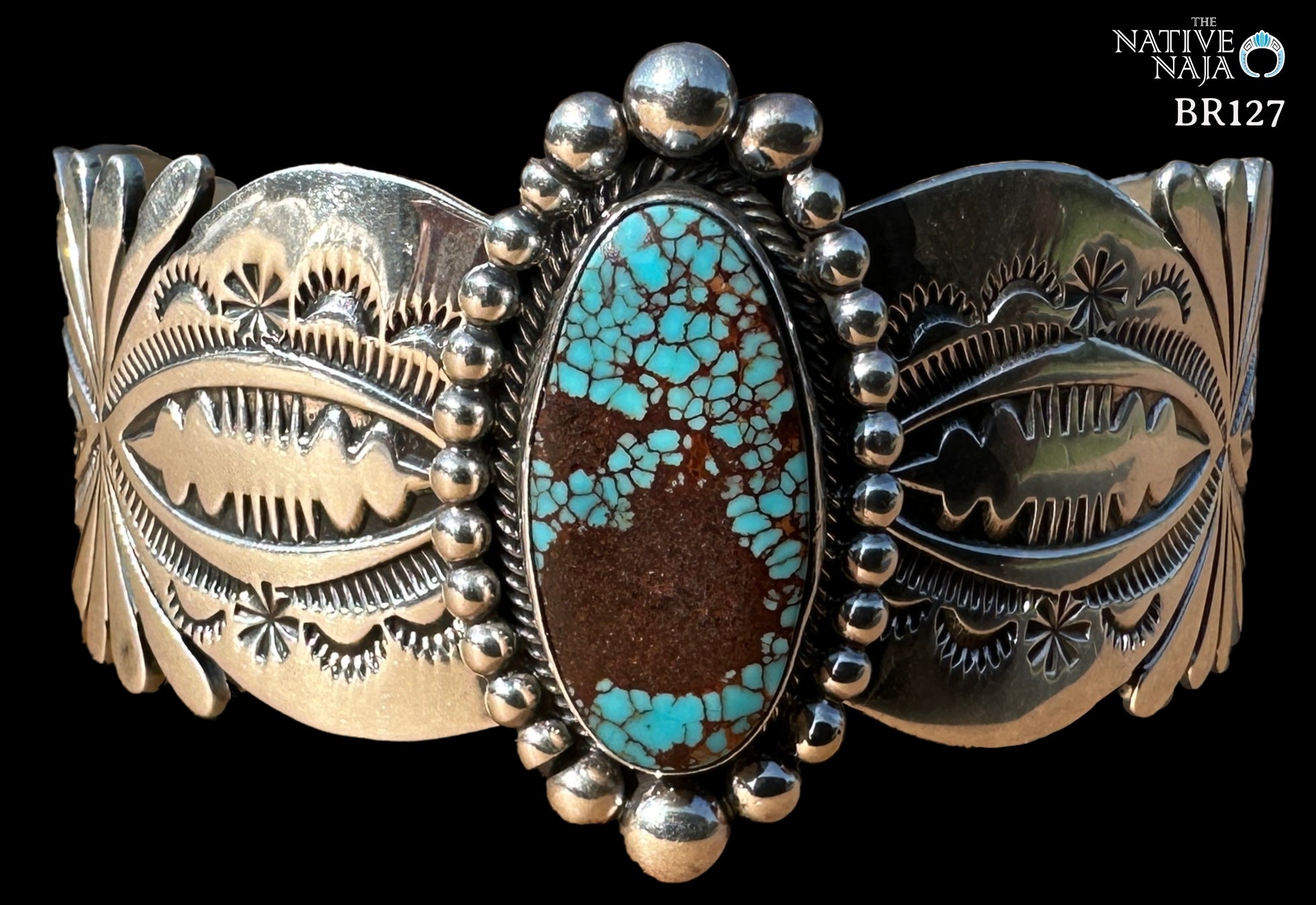 Navajo Artist Daniel Benally Sterling Silver & Egyptian Turquoise Cuff Bracelet BR127