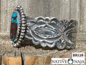 Navajo Artist Daniel Benally Sterling Silver & Egyptian Turquoise Cuff Bracelet BR128