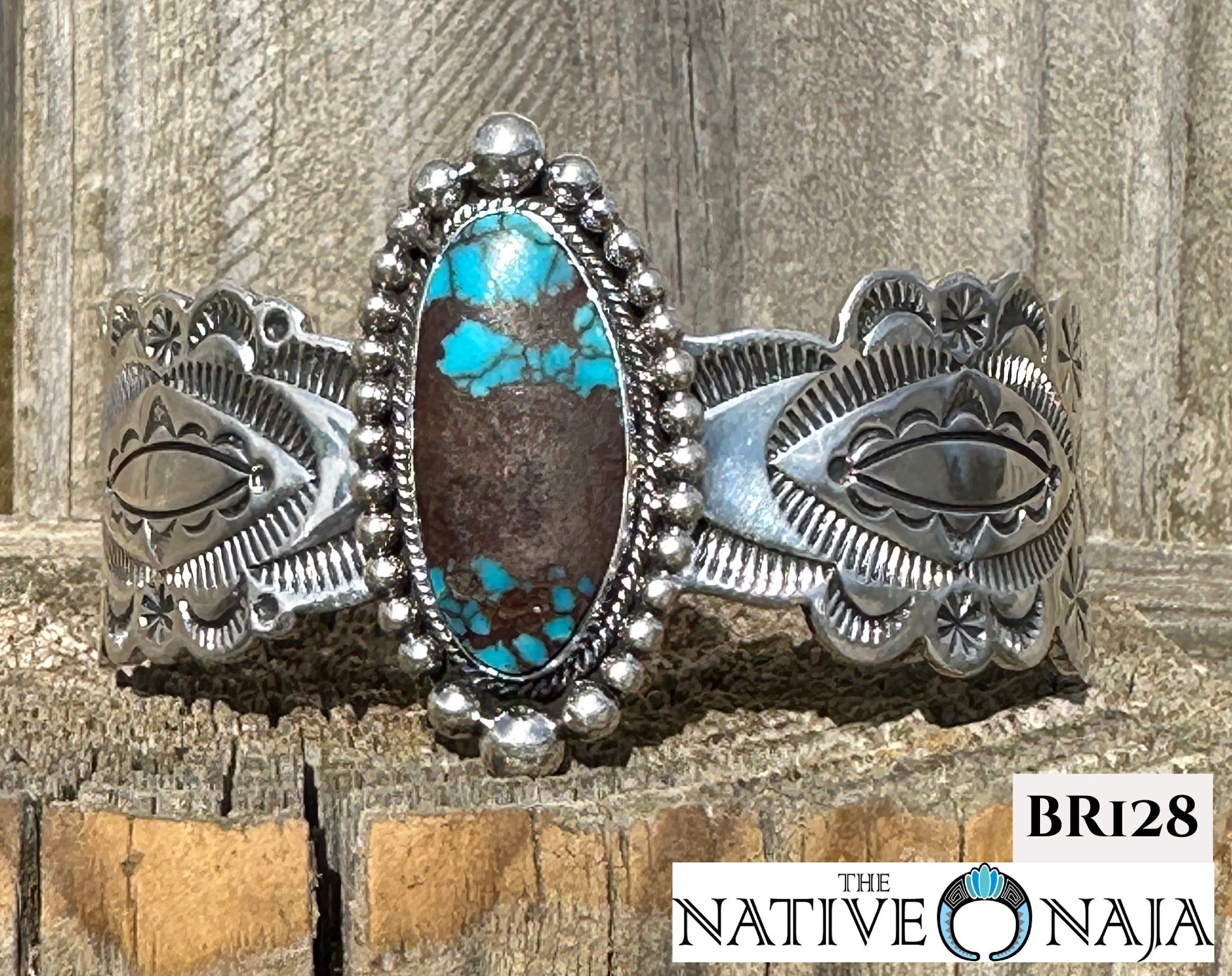 Navajo Artist Daniel Benally Sterling Silver & Egyptian Turquoise Cuff Bracelet BR128