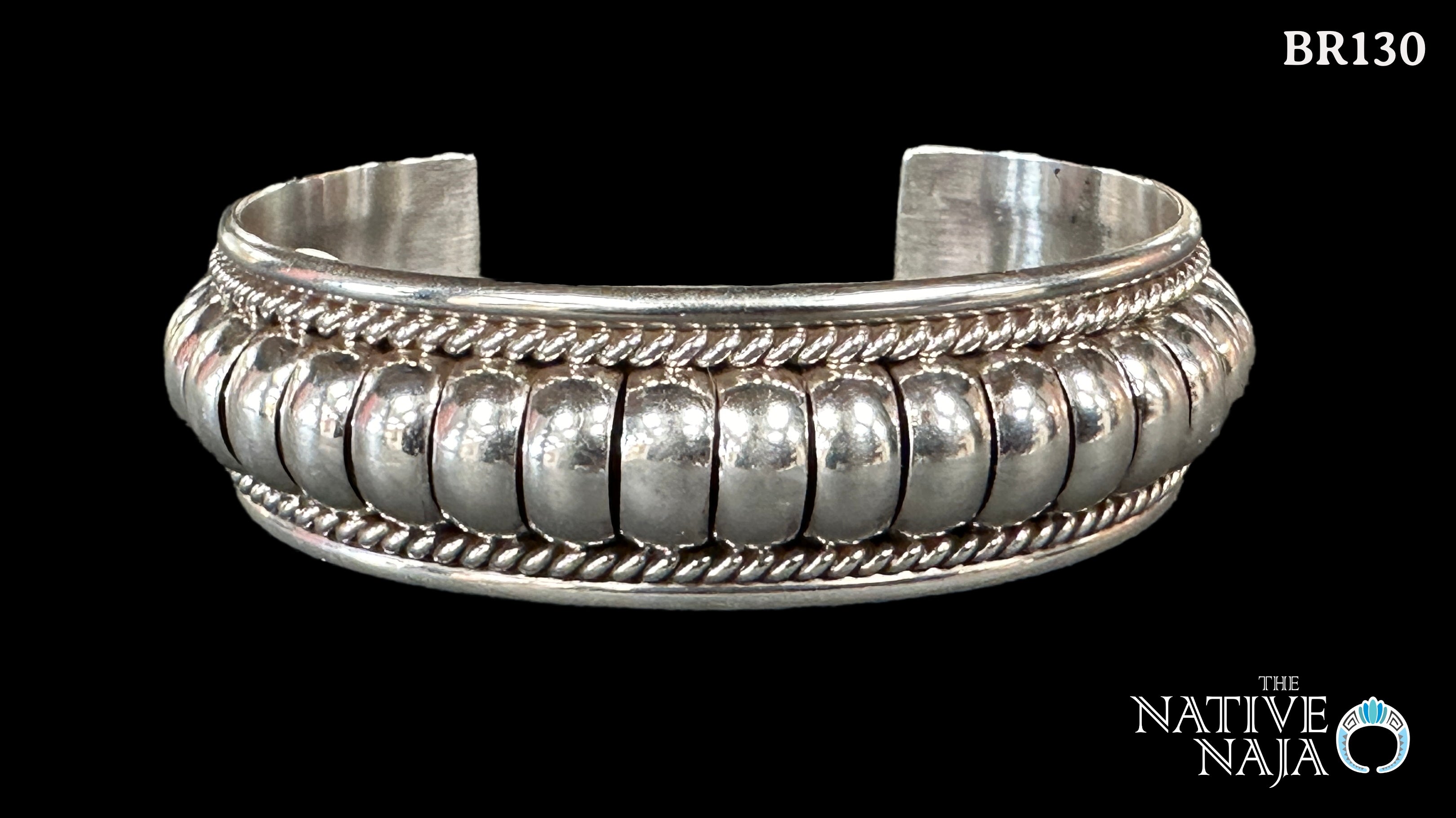 Navajo Artist Tom Charley 3/4" Contemporary Style Silver Cuff Bracelet BR130