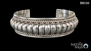 Navajo Artist Tom Charley 3/4" Contemporary Style Silver Cuff Bracelet BR130