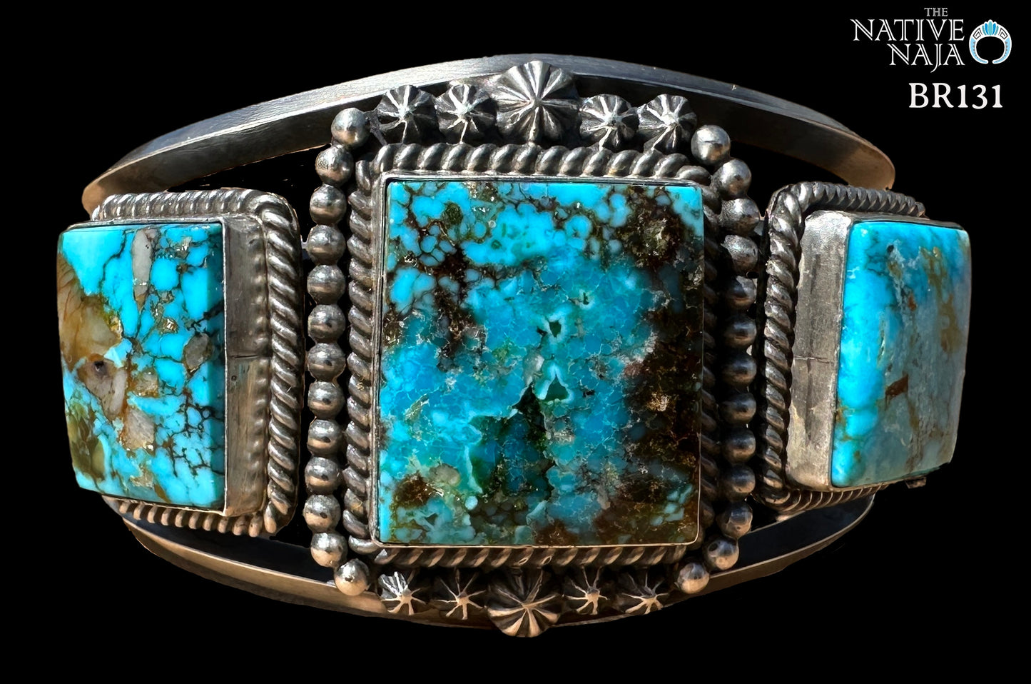 Navajo Ray Delgarito Sterling Silver & Kingman Turquoise Cuff Bracelet BR131