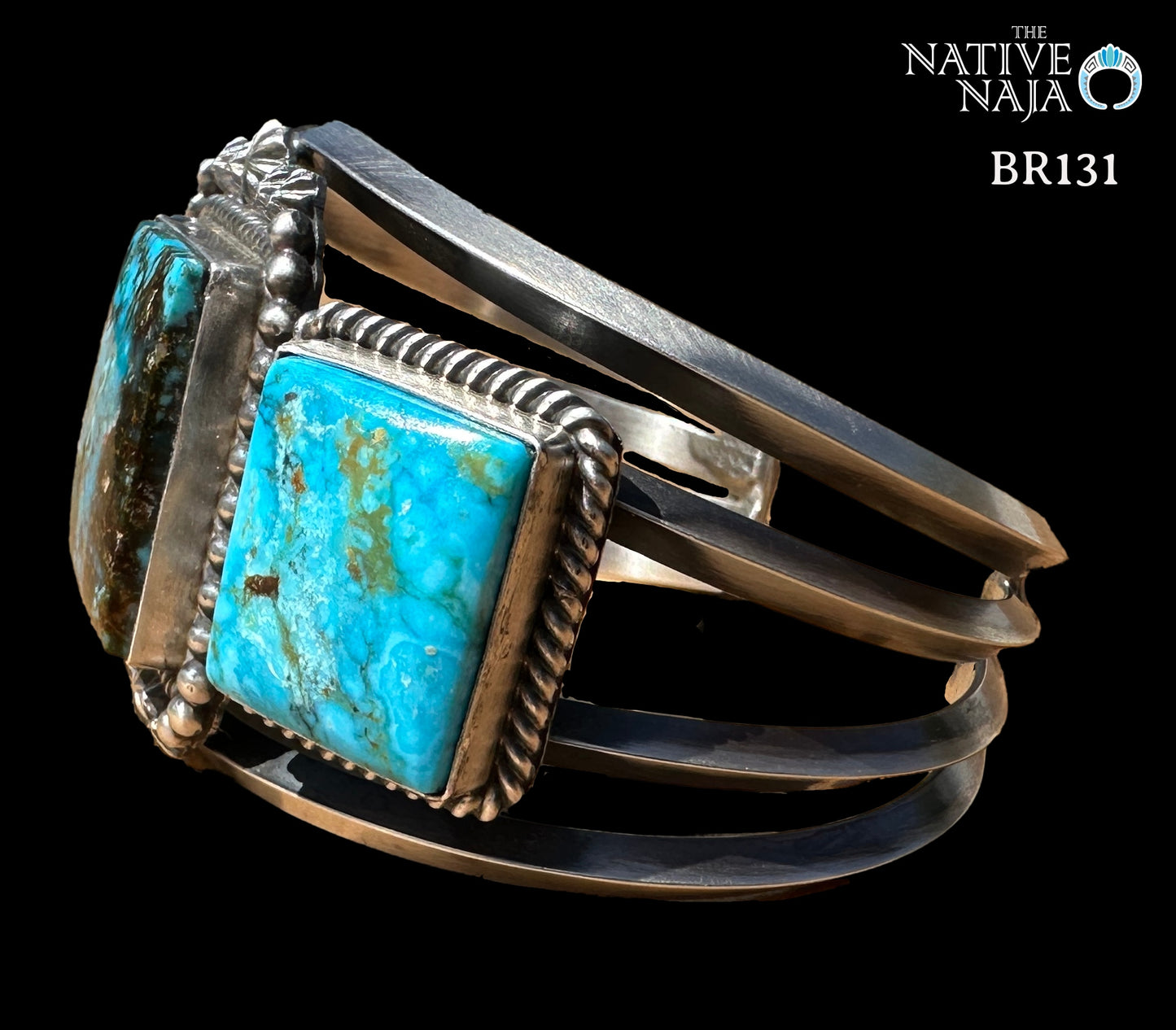 Navajo Ray Delgarito Sterling Silver & Kingman Turquoise Cuff Bracelet BR131