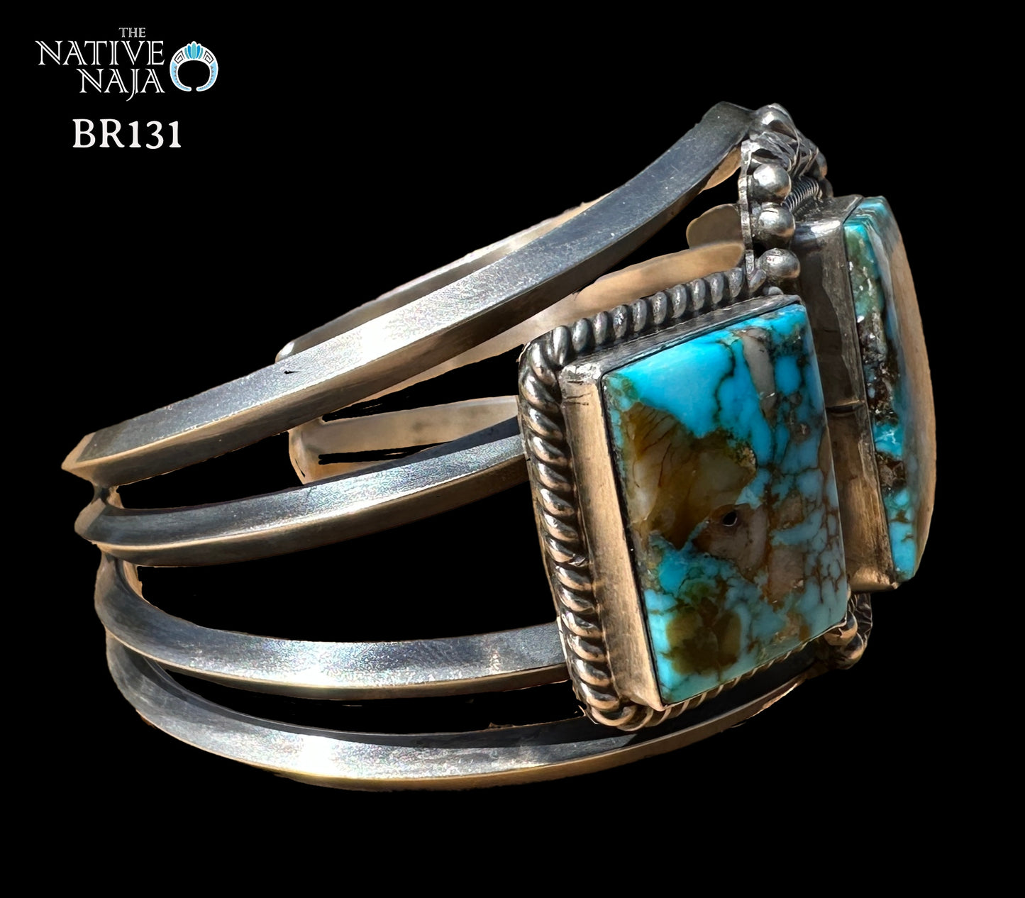 Navajo Ray Delgarito Sterling Silver & Kingman Turquoise Cuff Bracelet BR131