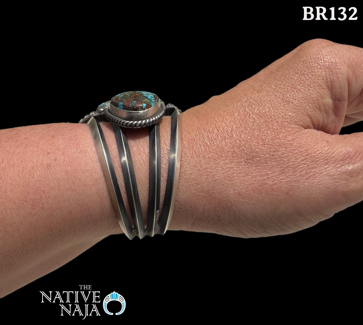 Navajo Ray Delgarito Sterling Silver & Kingman Turquoise Cuff Bracelet BR132