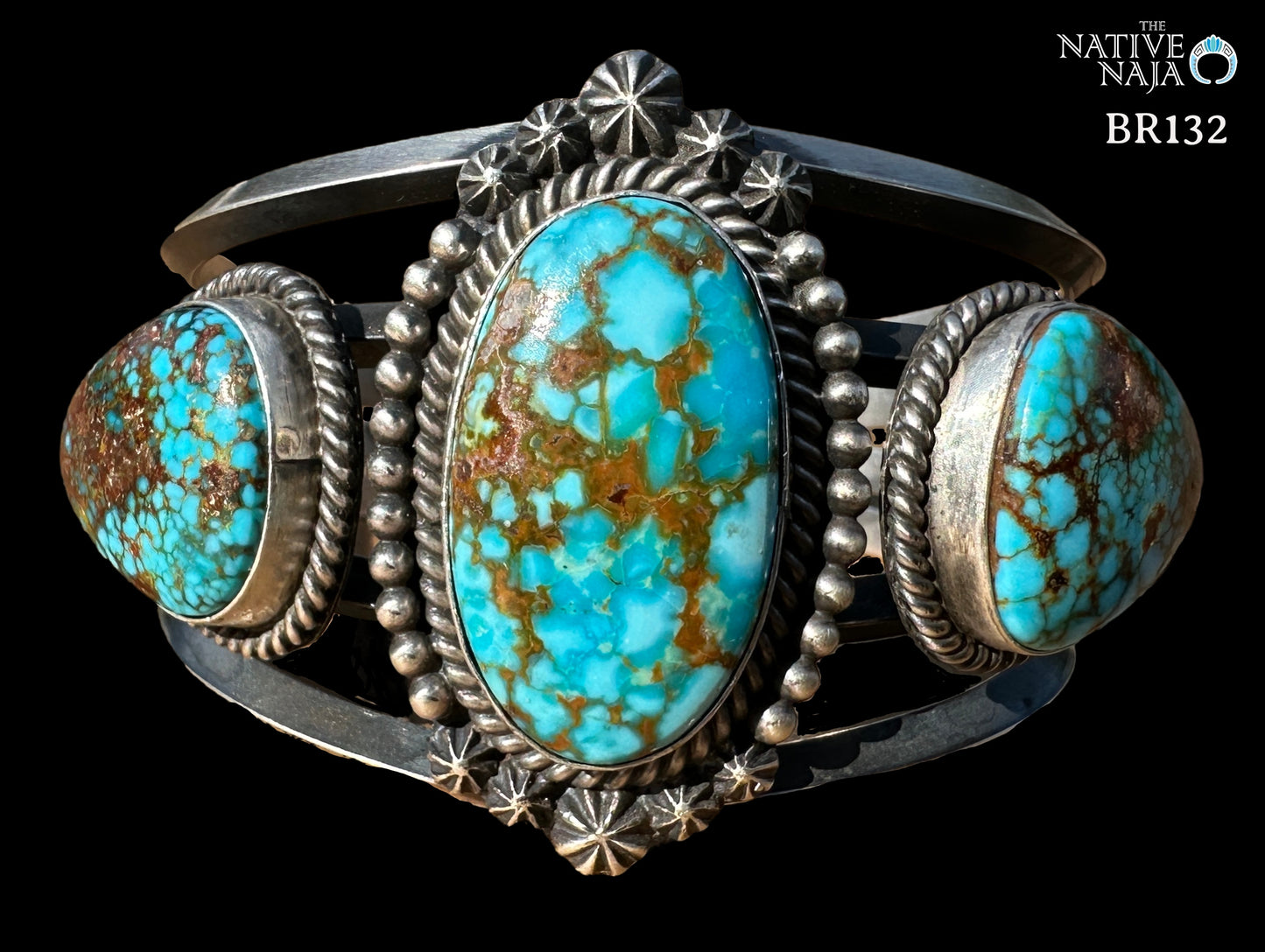 Navajo Ray Delgarito Sterling Silver & Kingman Turquoise Cuff Bracelet BR132