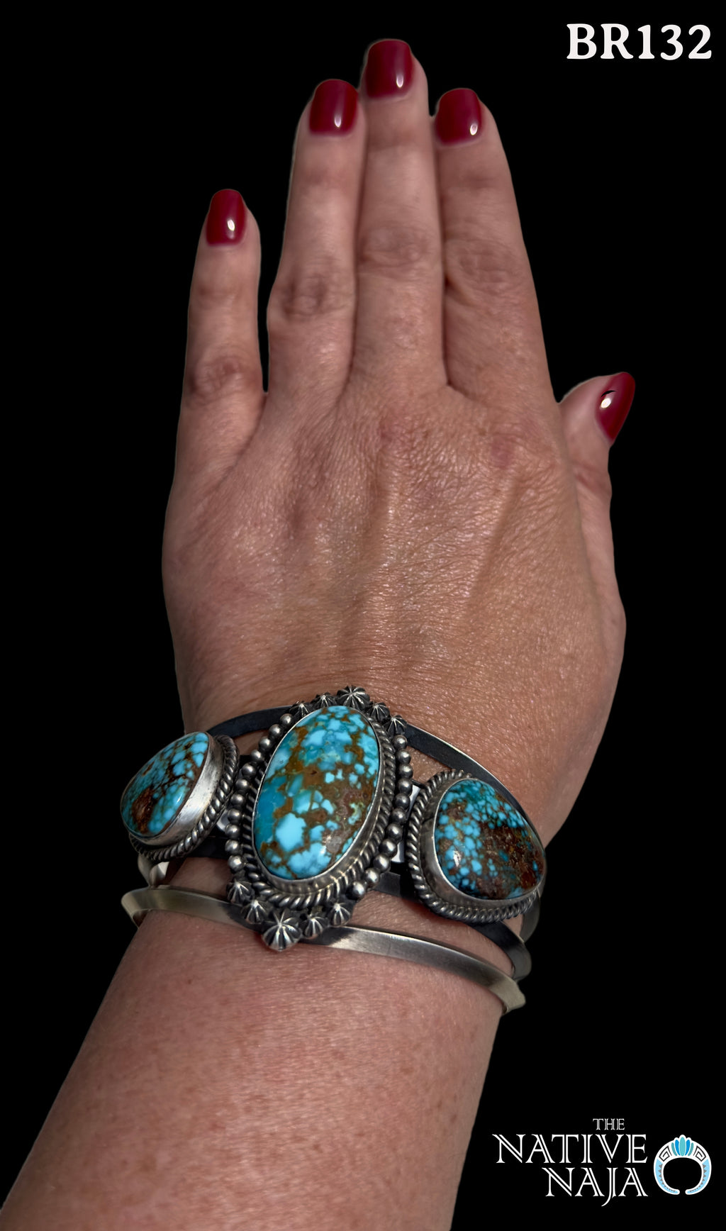 Navajo Artist Ray Delgarito Sterling Silver & Kingman Turquoise Cuff Bracelet BR132