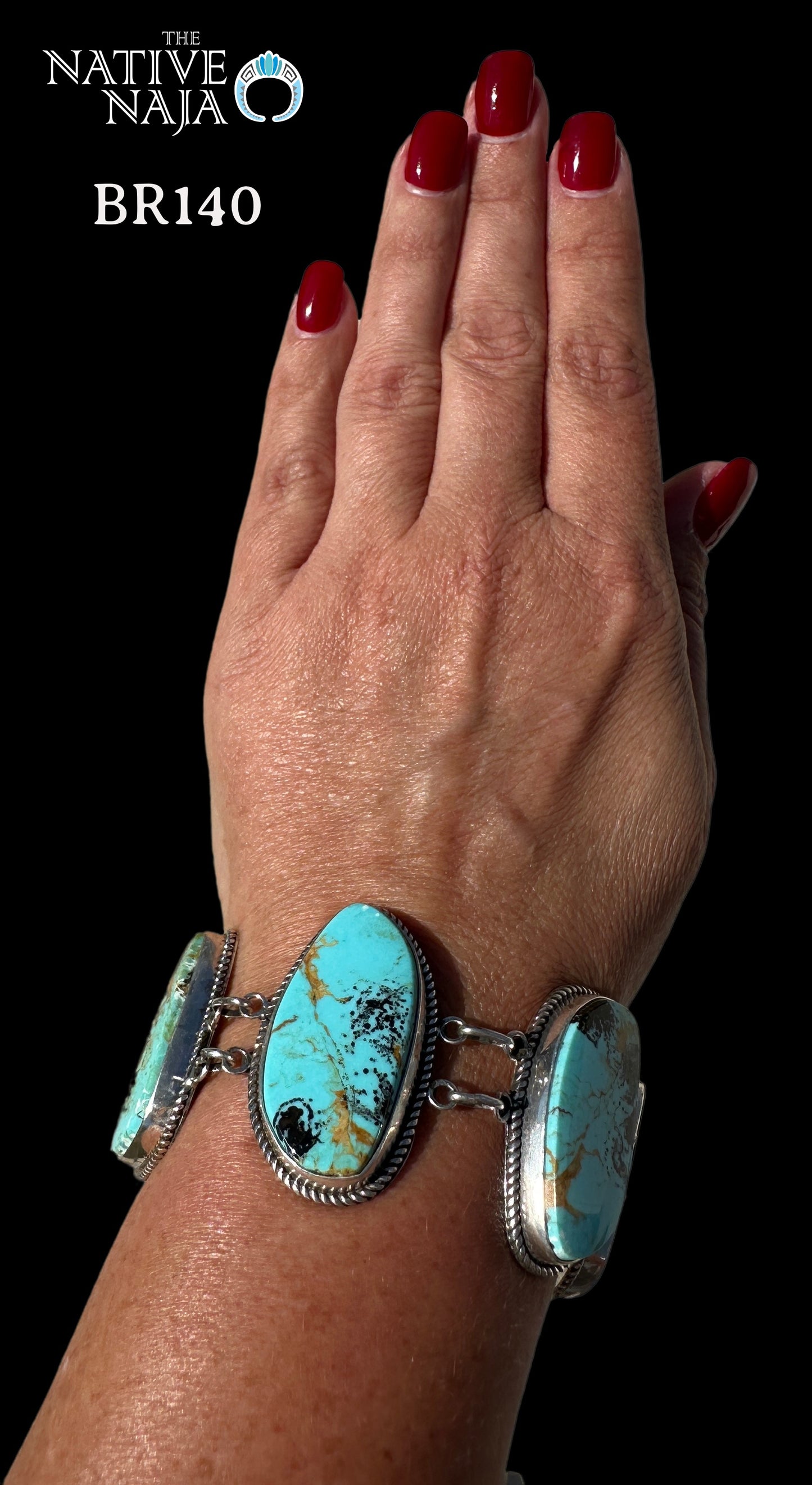 Navajo La Rose Ganadonegro Sterling Silver & Kingman Turquoise Toggle Bracelet BR140