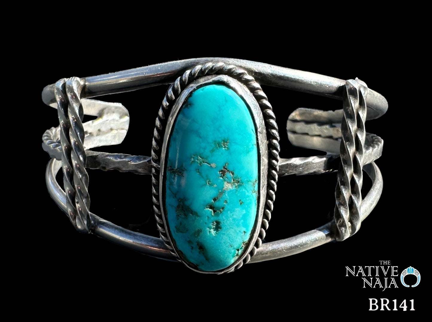 Navajo Sterling Silver & Kingman Turquoise Cuff Bracelet BR141