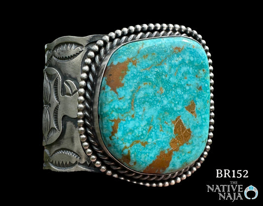 Statement Chimney Butte Sterling Silver #8 Turquoise Thunderbird Cuff Bracelet BR152