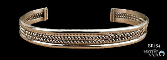Navajo Carol Tsosie Handmade Dainy Sterling Silver Rope Cuff Bracelet BR154