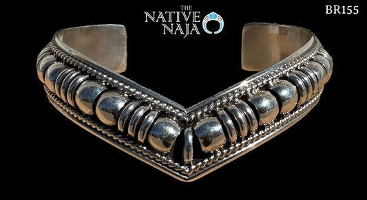 Navajo Colton Charley Handmade Sterling Silver Cuff Bracelet BR155