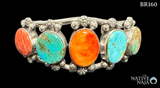 Navajo Effie Garfield Sterling Silver & Multi Stone Cuff Bracelet BR160