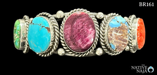 Navajo Effie Garfield Sterling Silver & Multi Stone Cuff Bracelet BR161