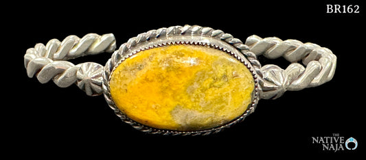 Navajo Signed Sterling Silver & Bumblebee/Jasper Cuff Bracelet BR162