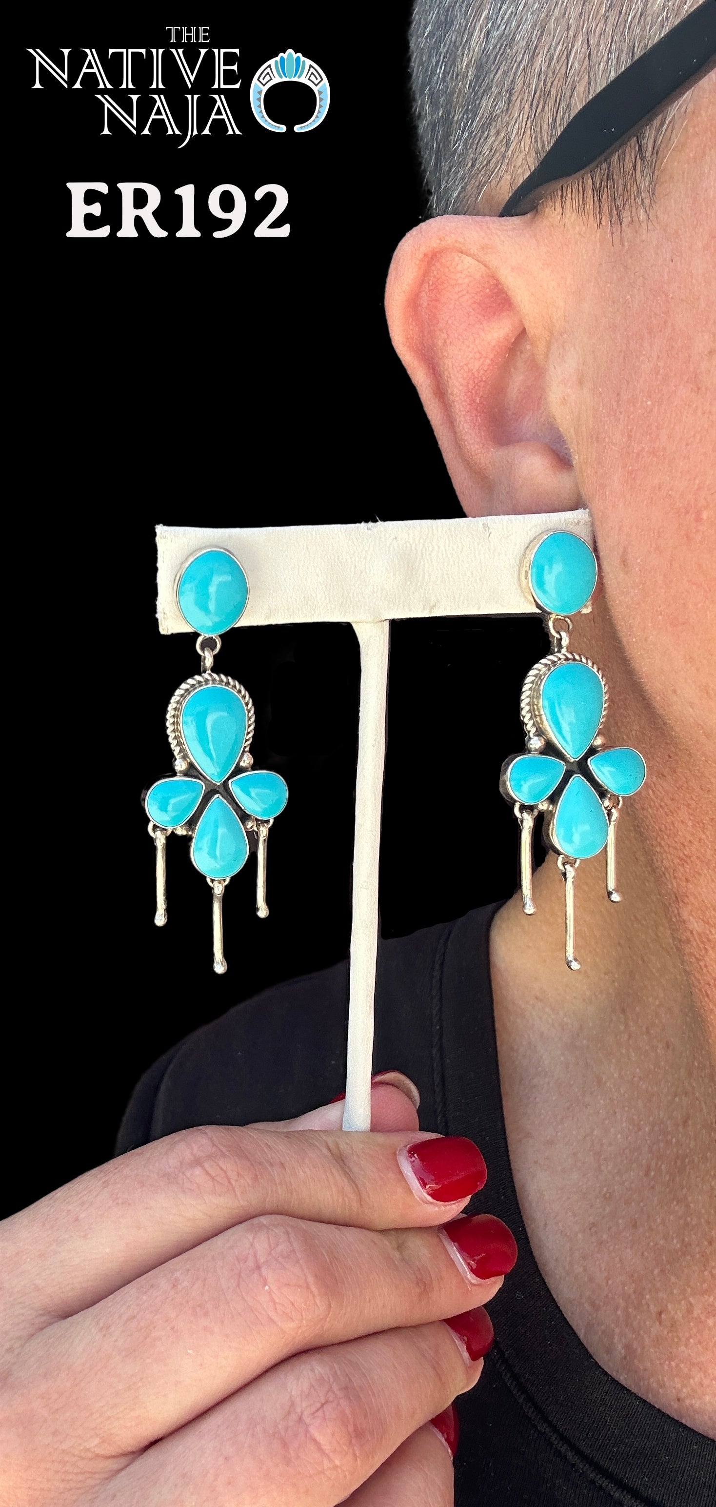 Sunwest Sterling Silver Sonoran Beauty Turquoise Chandelier Post Earrings ER192